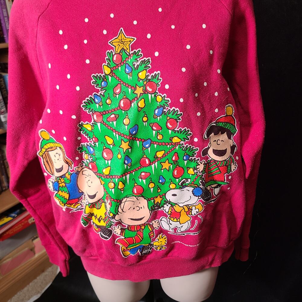 Vintage 90s Fruit of the Loom Peanuts Christmas Sweater size medium - Picture 2 of 7